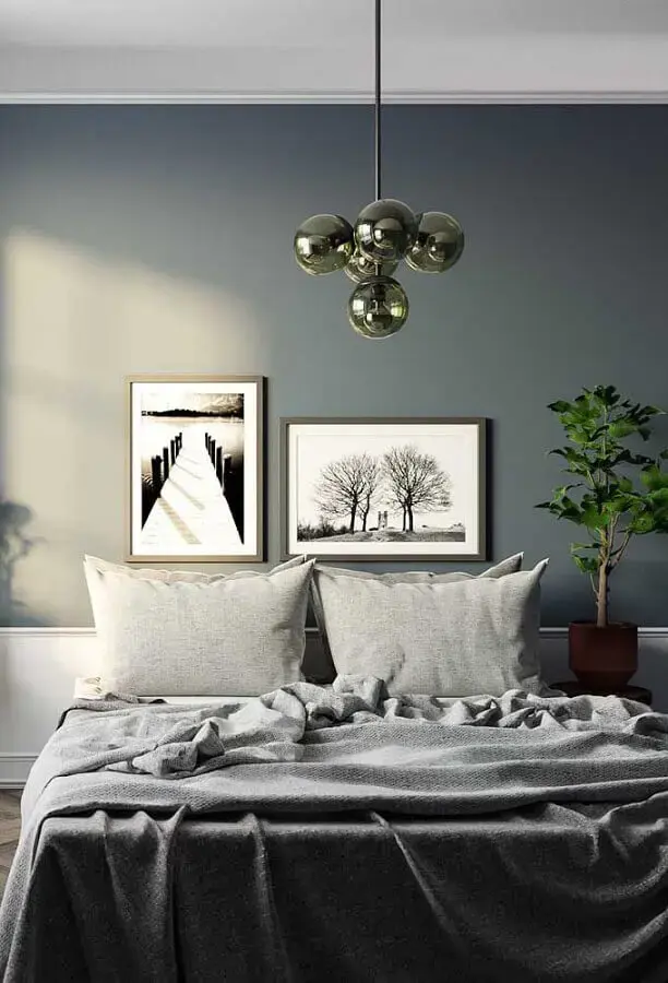 decoração simples com quadros para quarto de casal Foto Pinterest