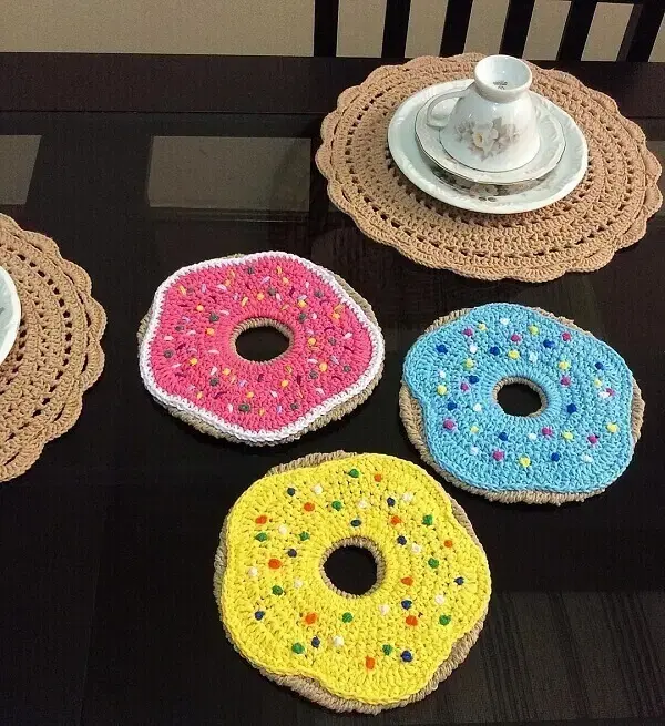 Conjunto de descanso de panela em formato de Donuts