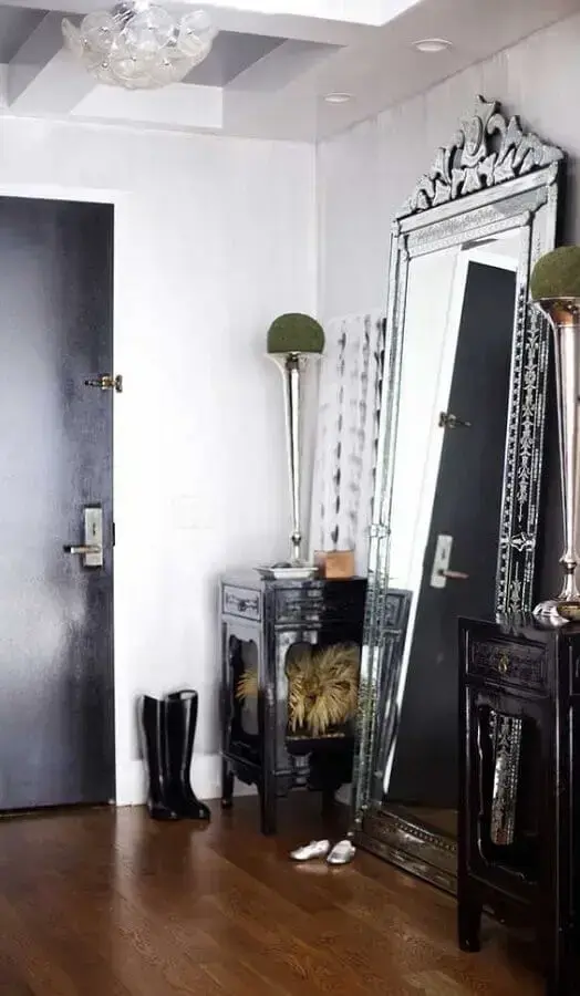espelho de chão com moldura vintage espelhada Foto Ideias Decor