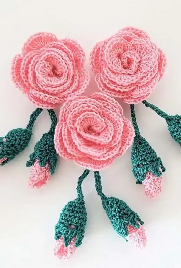 rosas de crochê para aplicação Foto Pinterest