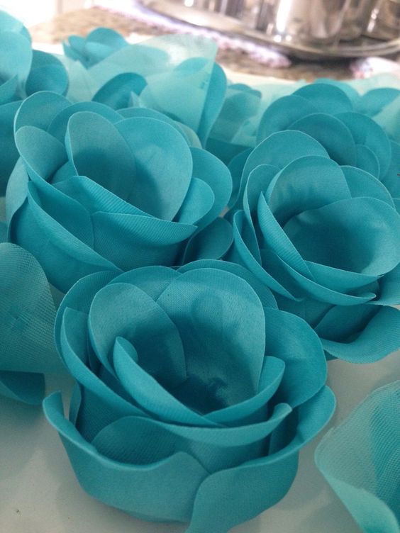 rosas de papel - rosas de papel azul 