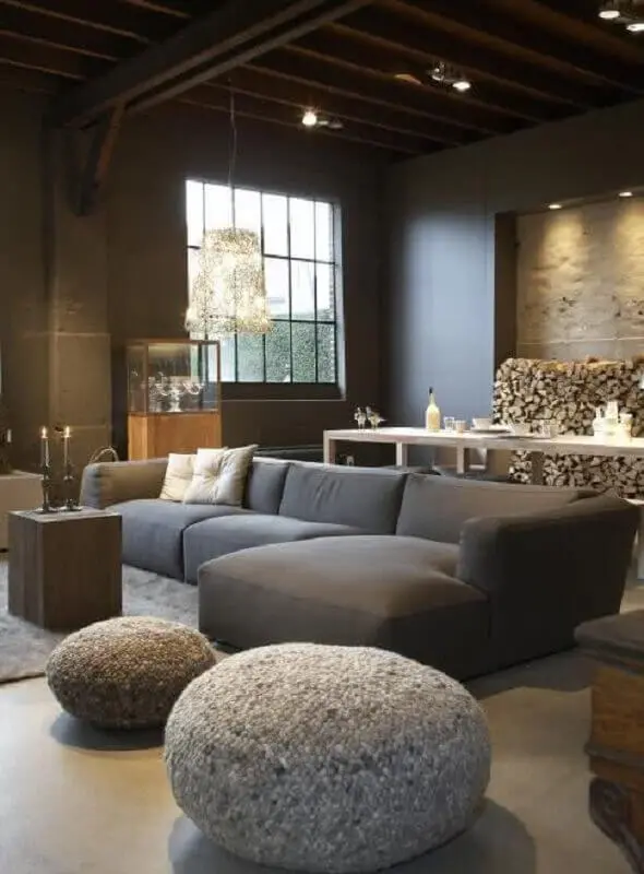 sala moderna decorada com sofá modulável Foto Pinterest