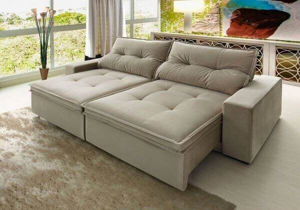 Modelo de sofá retrátil e reclinável branco