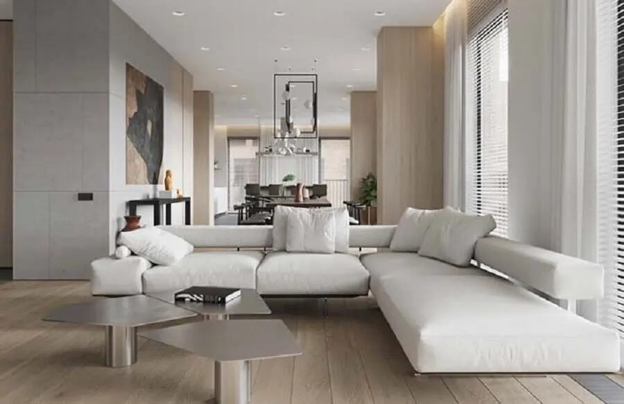 sofá de canto branco com design moderno Foto Pinterest