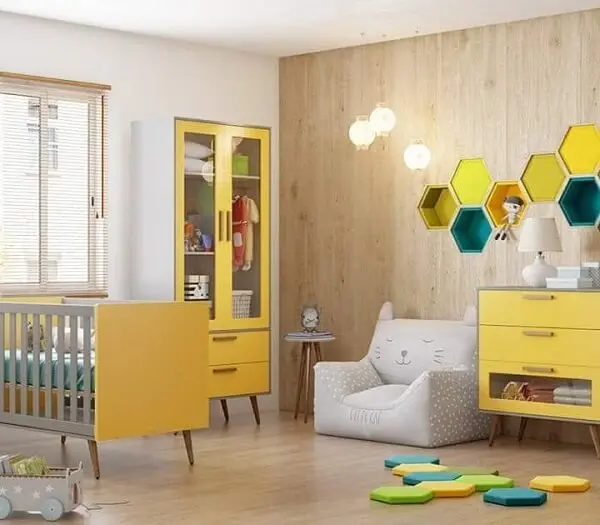 Modelo de nicho colmeia colorido para quarto de bebê