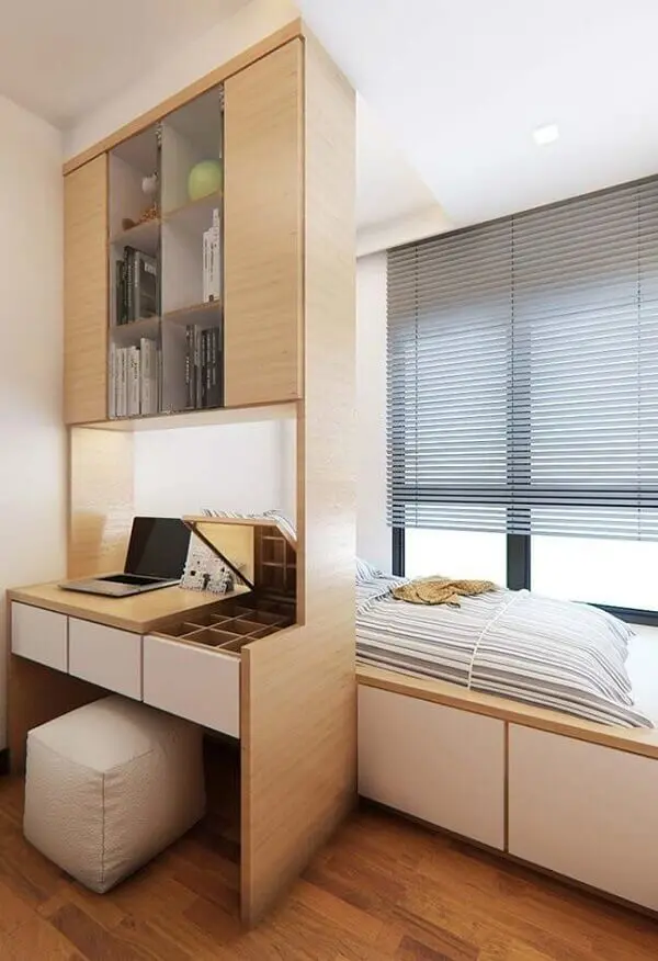 Móveis compactos e funcionais para o quarto escritório planejado