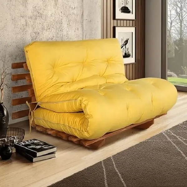Modelo de sofá cama futon japonês amarelo