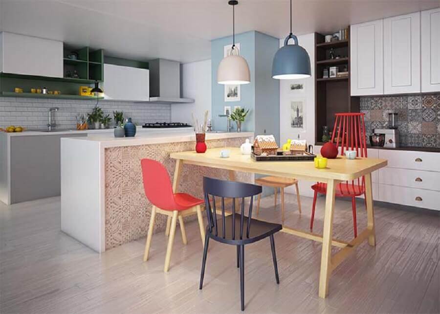 cadeiras para sala de jantar avulsas e coloridas Foto Pinterest