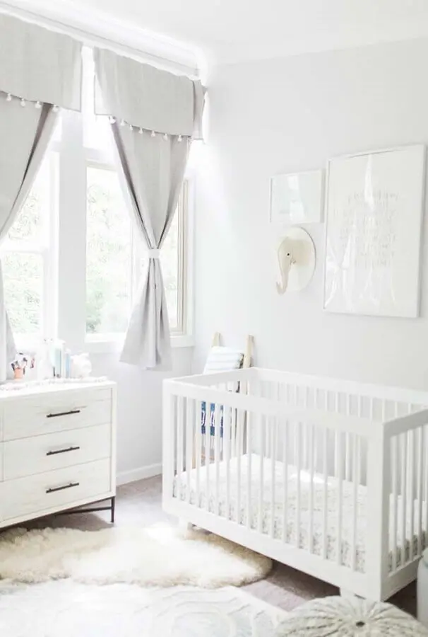 decoração clean para quarto de bebê branco Foto Ideias Decor