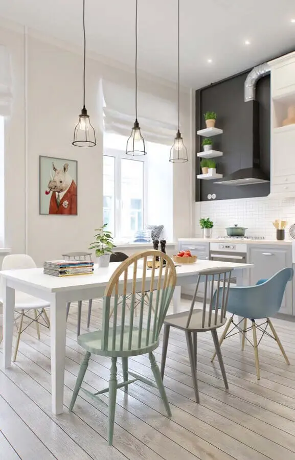 decoração minimalista com cadeiras para sala de jantar avulsas Foto Webcomunica