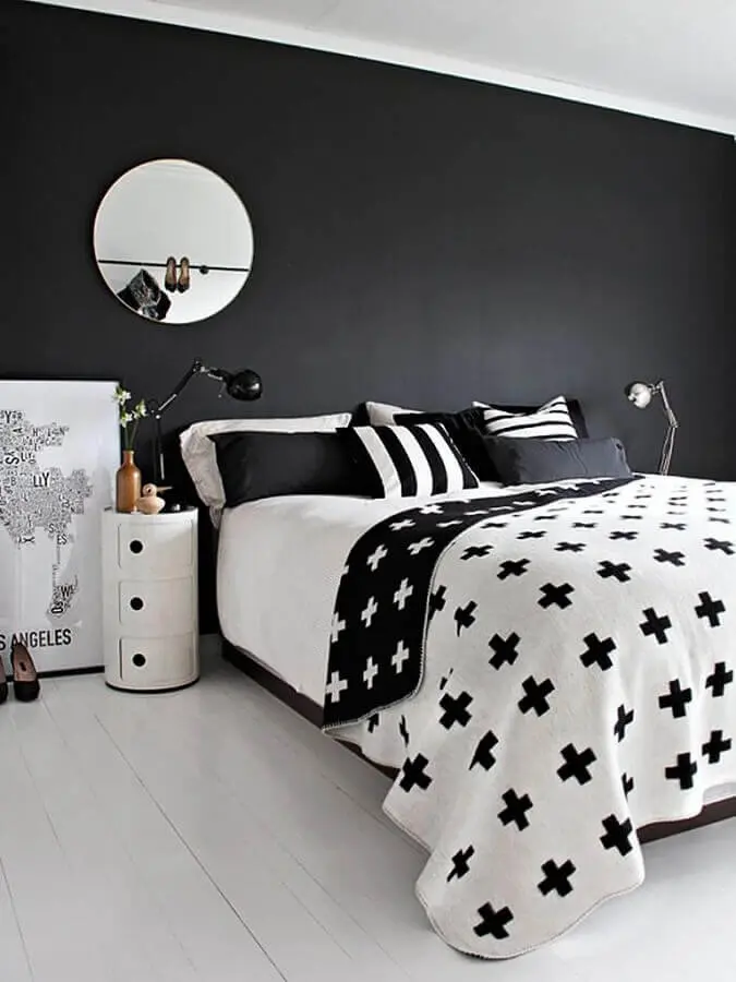 decoração minimalista para quarto na cor preta e branca Foto Pinterest