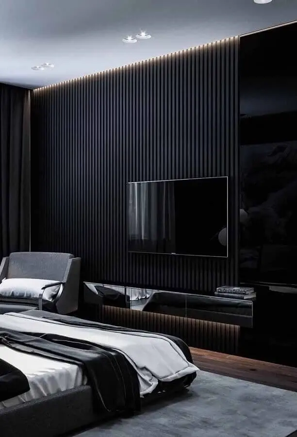 decoração moderna para quarto na cor preta Foto Casa Très Chic
