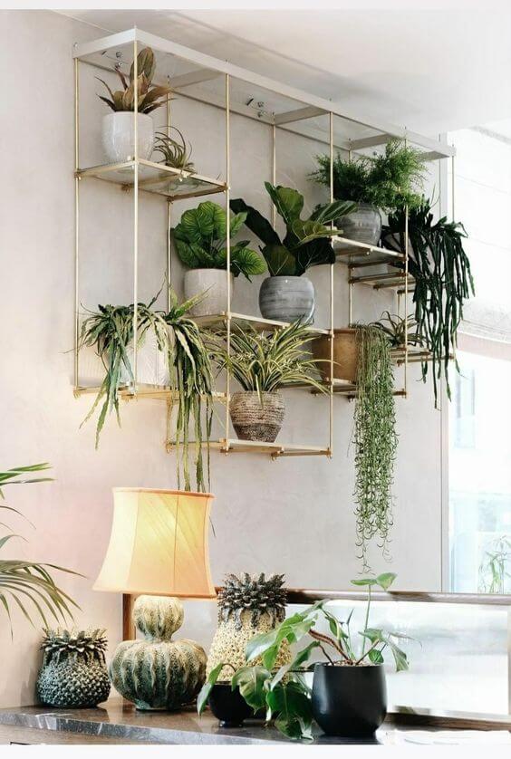 Parede decorada com plantas