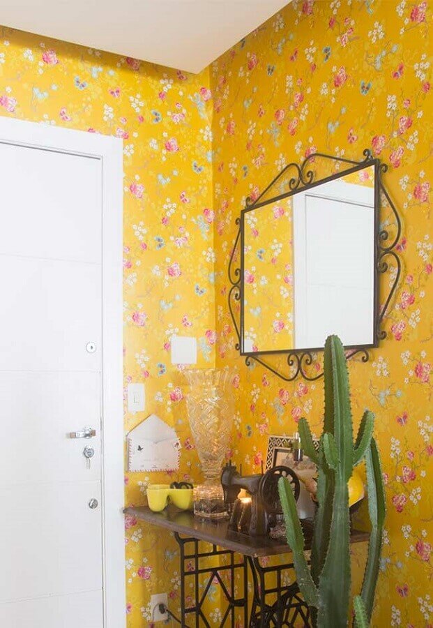 papel de parede amarelo com flores Foto Yandex