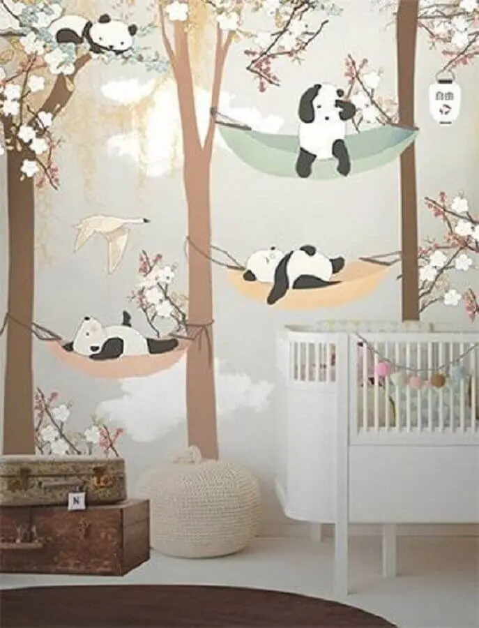 papel de parede para quarto de bebê com decoração lúdica Foto Revista Crescer