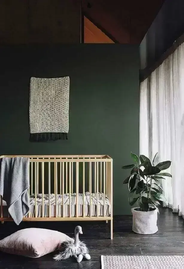 parede verde para decoração de quarto de bebê simples Foto Só Decor