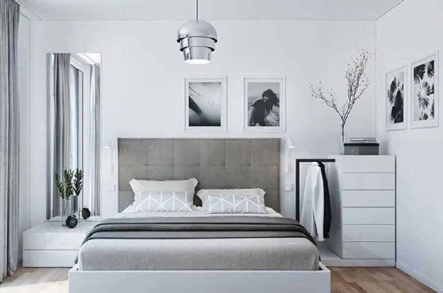 quarto cinza e branco com decoração neutra Foto Ideas Decor