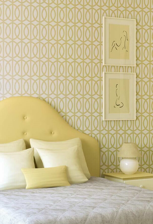 quarto de casal decorado em tons de amarelo claro Foto Pinterest