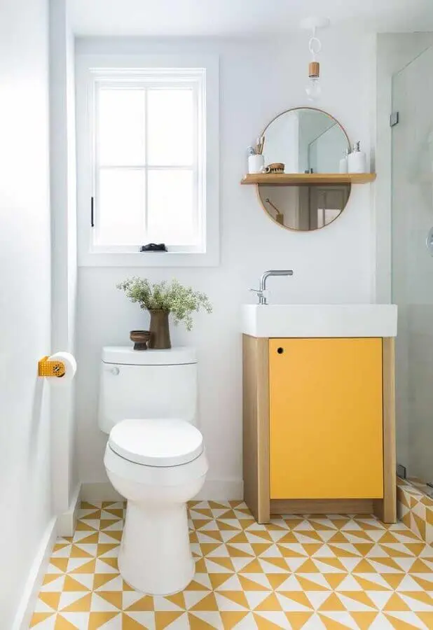 tons de amarelo para decoração de banheiro simples Foto Pinterest
