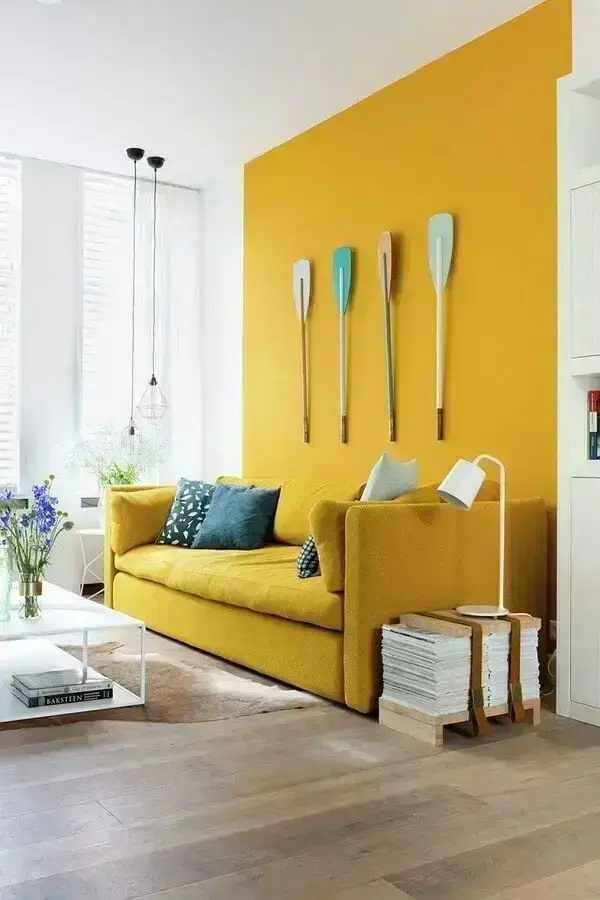 tons de amarelo para decoração de sala simples Foto Yandex