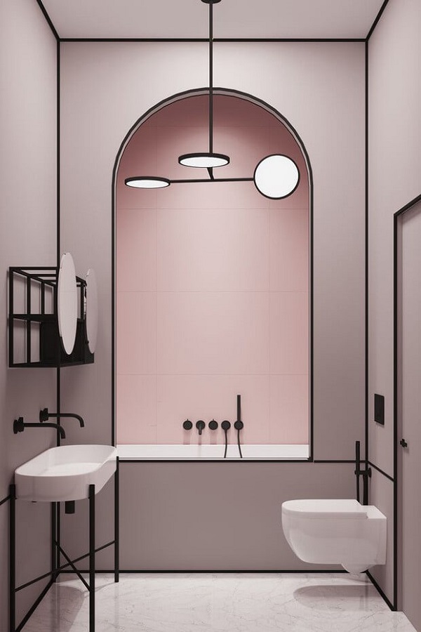 Banheiro rosa minimalista 
