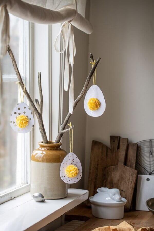 Ideia criativa com enfeites de Pascoa para decoracao simples