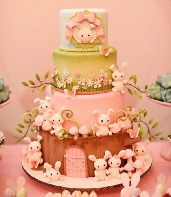 Decoração para bolo infantil de coelho, decoração de princesa