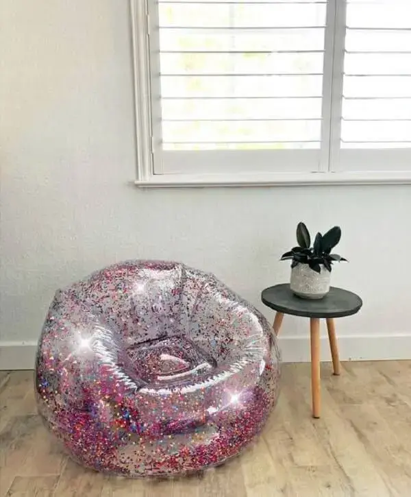 Puffs gigante inflável com glitter