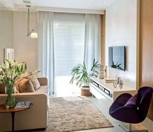 Sala de tv com decoração simples