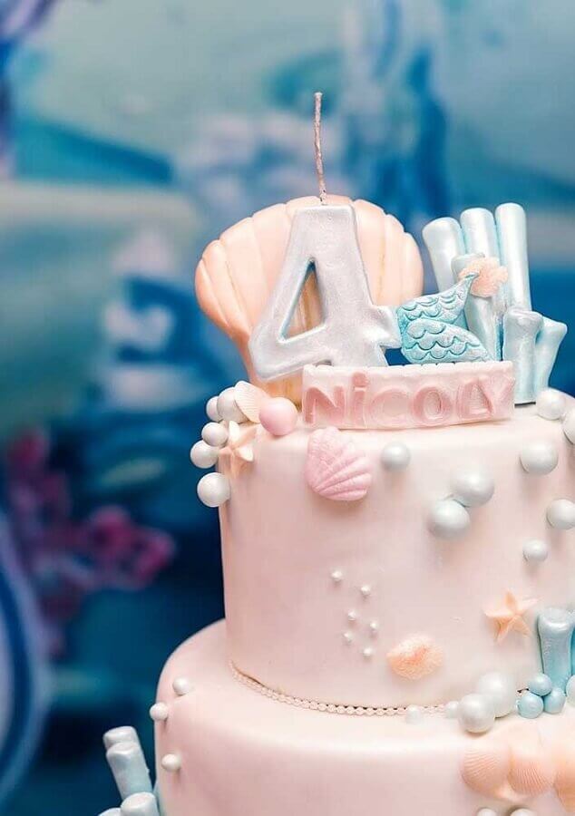 bolo decorado para festa sereia Foto Ideias Decor