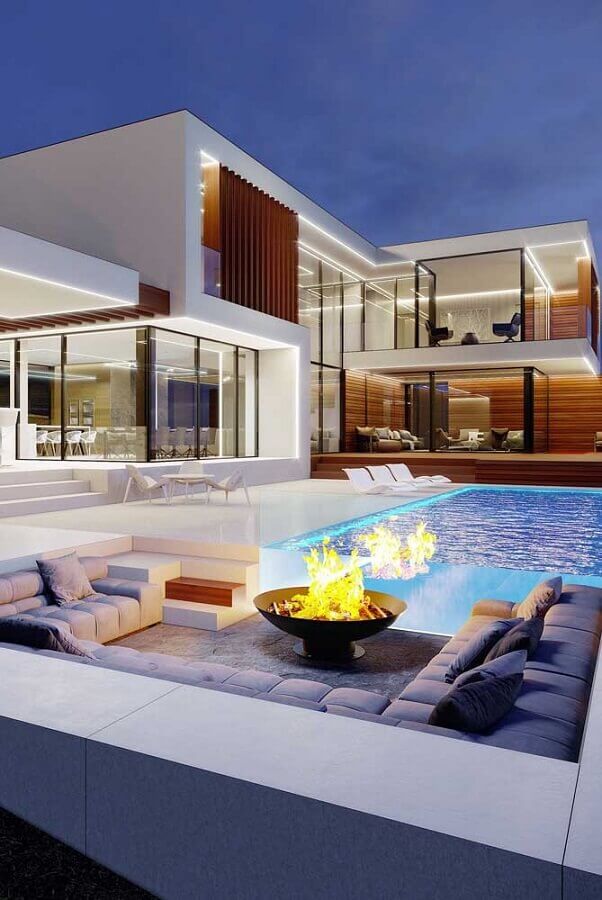 casas de luxo modernas com piscina Foto Pinterest