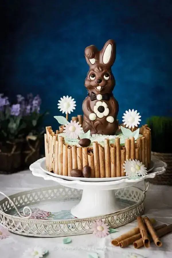 coelho de páscoa de chocolate para decoração de bolo de páscoa Foto Pinterest