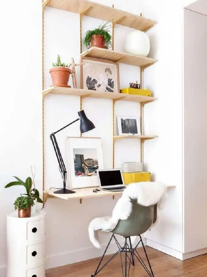 decoração clean para home office pequeno e simples Foto Pinterest
