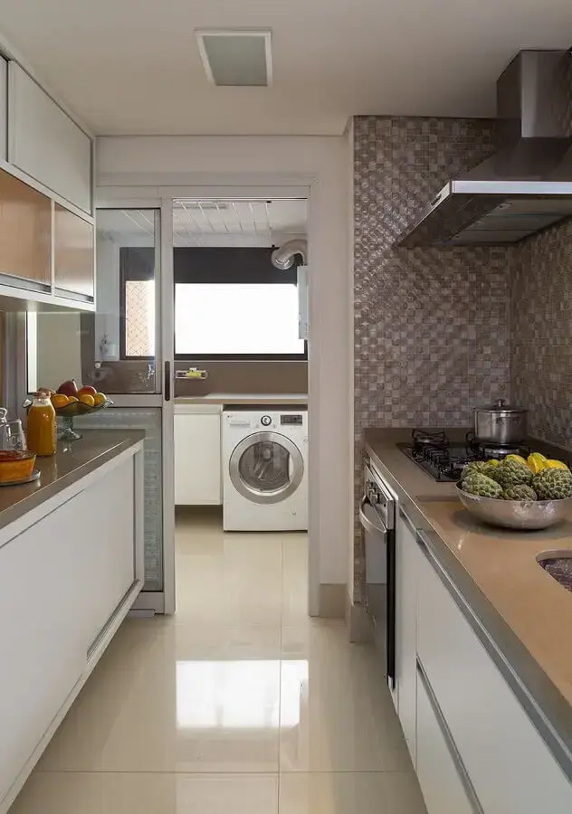 decoração de apartamento com cozinha com lavanderia Foto Pinterest