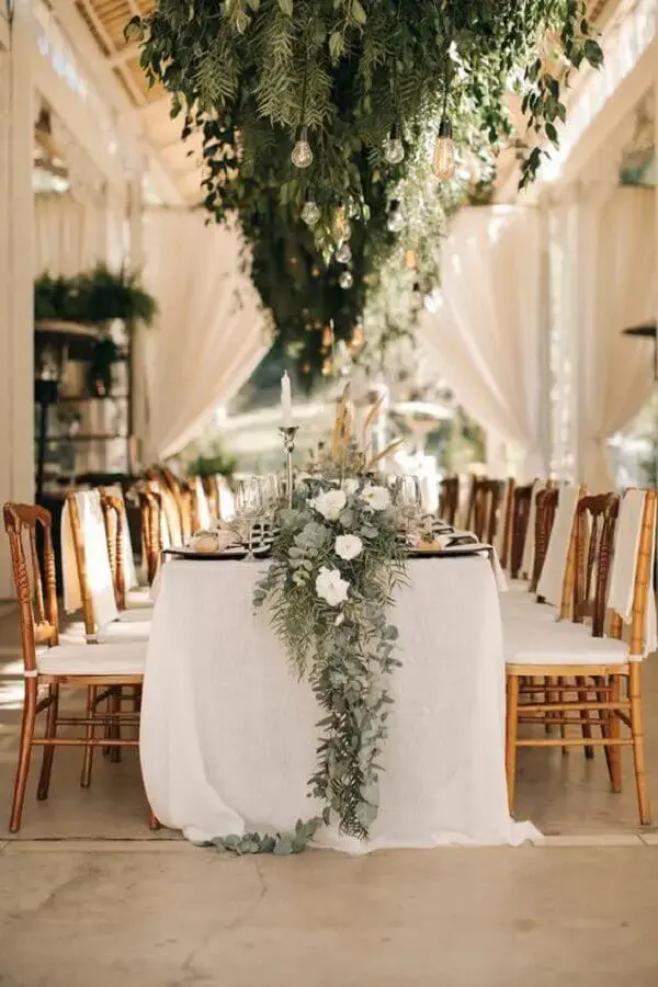 decoração de casamento branco com folhagens Foto Elegant Wedding