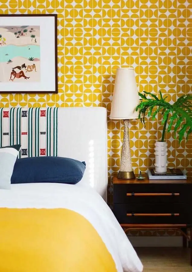 decoração para quarto de casal amarelo Foto Arquitetando Estilos