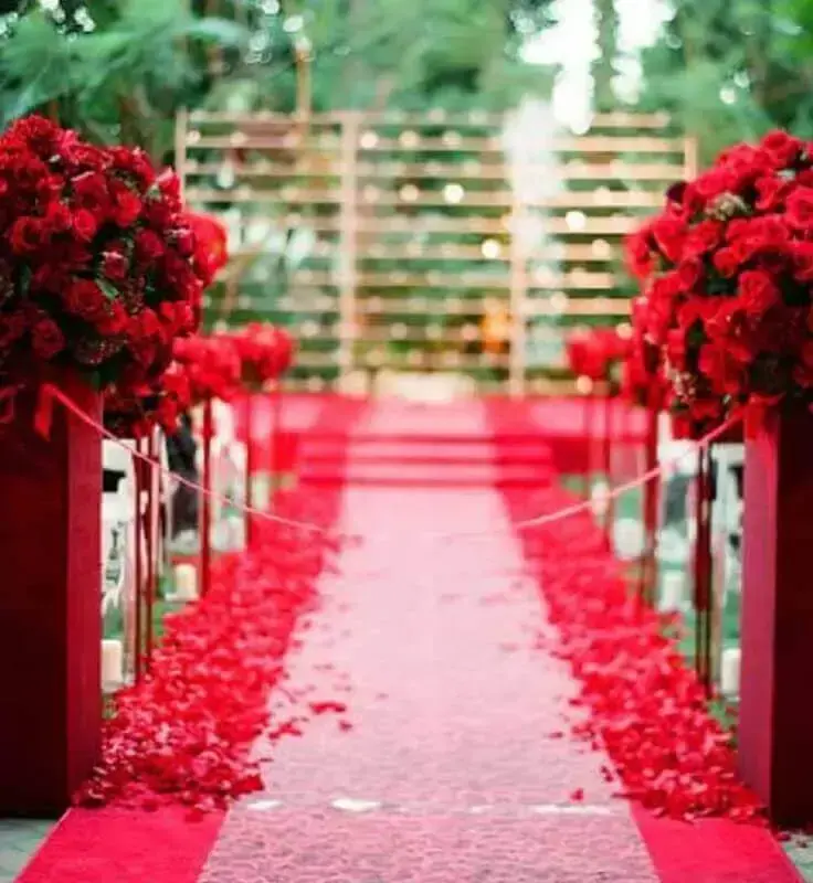 decoração vermelha para cores de casamento Foto Enfim Noivei