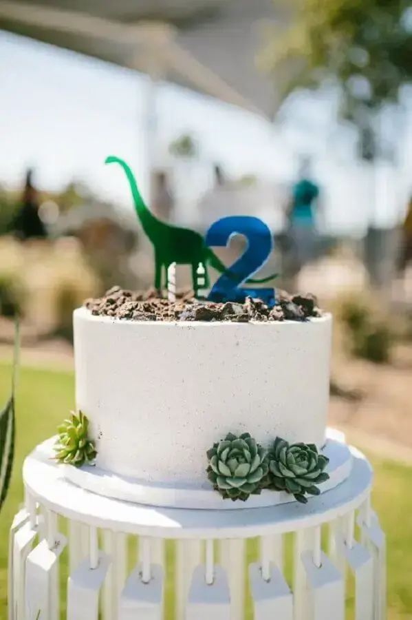 delicada decoração para bolo de festa dinossauro baby Foto Pinterest