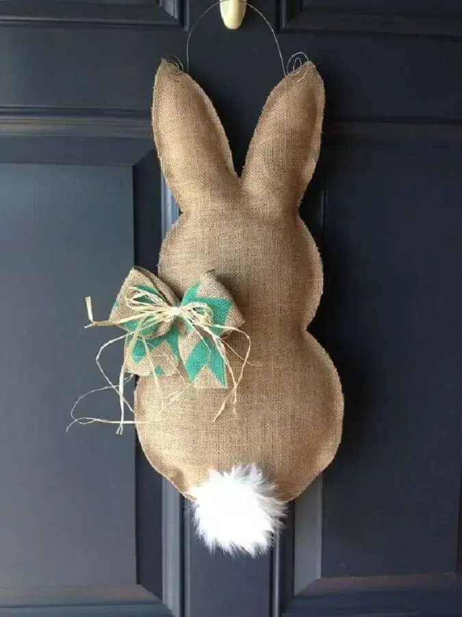 Easter decorations for door with bunny made in jute Photo Pinterest