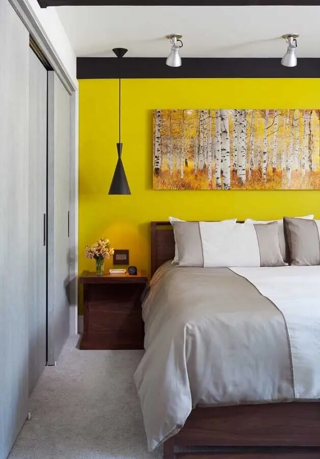 quarto amarelo e cinza com decoração moderna Foto Pinterest