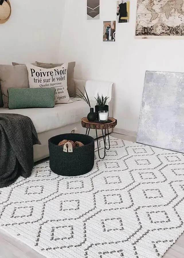 tapete de crochê para sala com estilo escandinavo Foto No Decora