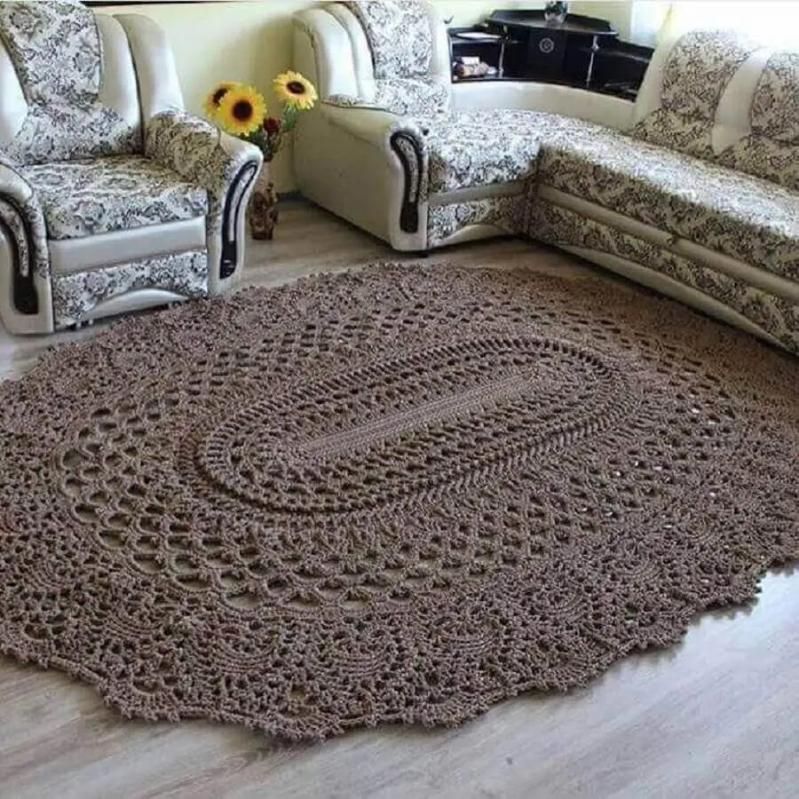 tapete de crochê para sala simples Foto Jamile Crochetc