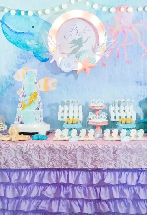 tons pastéis para decoração de festa infantil sereia Foto Baby and Breakfast