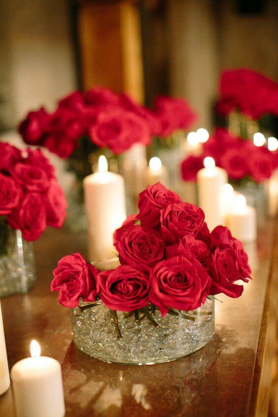 Ideias para dia dos namorados com rosas decorada na vela