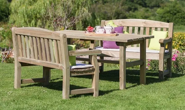 Banco de madeira jardim mesa