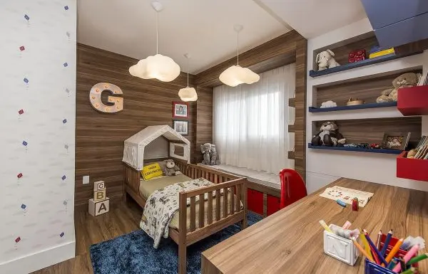 Cama infantil casinha estilo cabana para quarto de menino