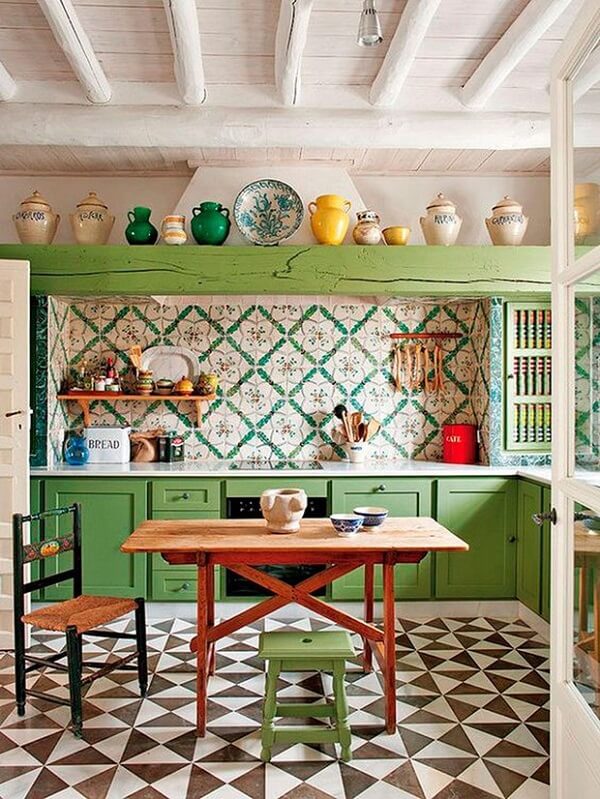 Cozinha vintage verde 