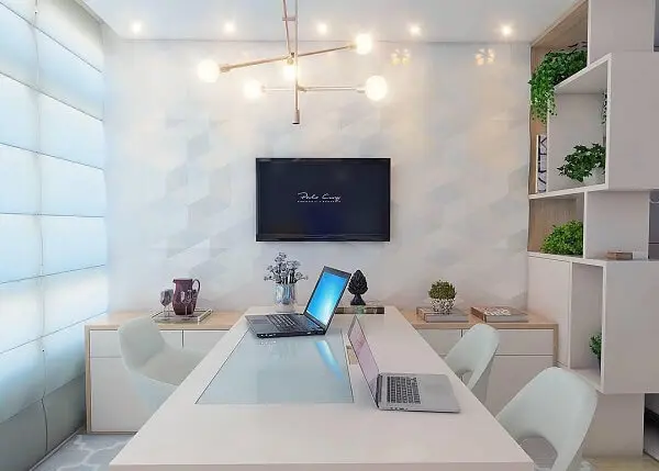 Móveis para escritório branco mesa e cadeira
