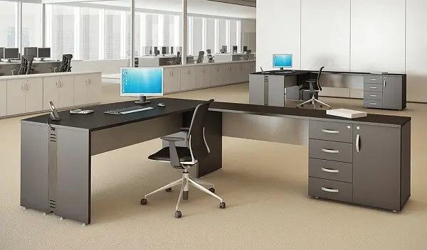 Móveis para escritório mesa em L com armário