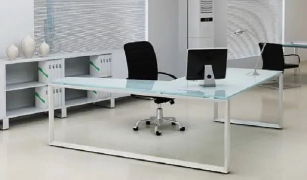 Móveis para escritório mesa em L vidro